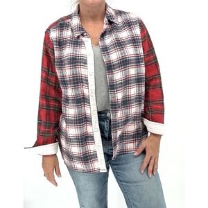 American Eagle Outfitters Womens Medium Long Sleeve Plaid Flannel Red Casual